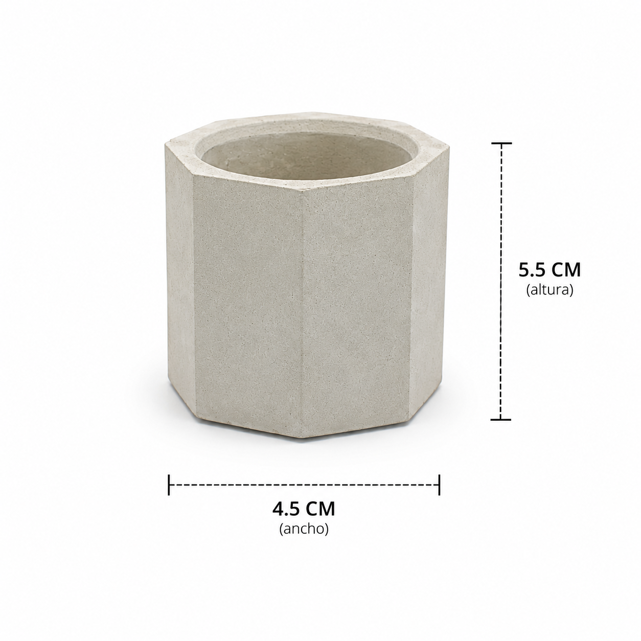 Maceta octagonal de yeso pequeña para suculentas con medidas