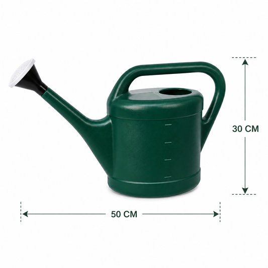 Regadera verde de plástico de 5 litros para plantas con medidas