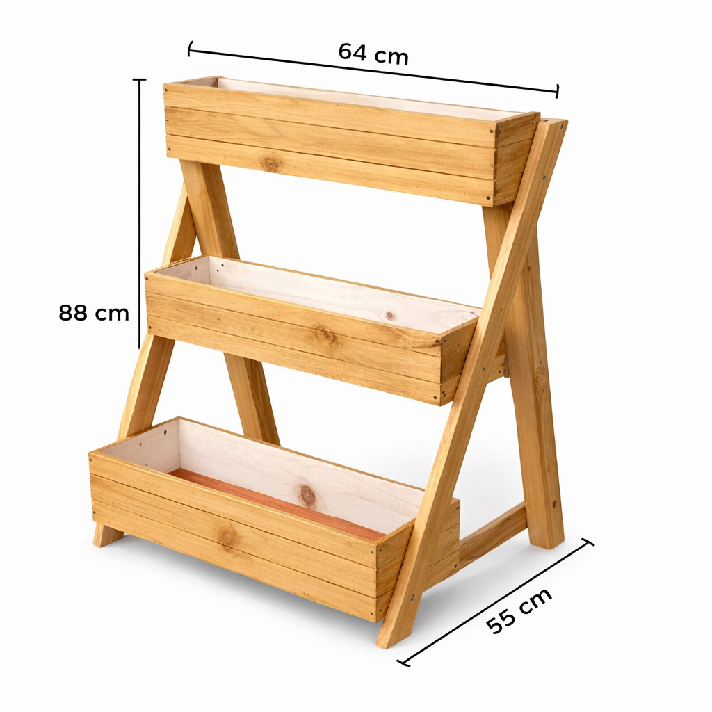Jardinera de Madera 3 Niveles | Huerto Vertical Decorativo